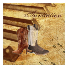 Country Cowboy Boots Western Wedding Invitation