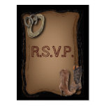 Country Cowboy Boots Western Wedding RSVP Post Cards