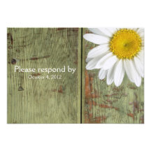 Country Daisy and Barn Wood RSVP with envelope Announcement