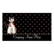 Country Dressed White Cat Business Cards