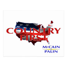 Country First John McCain Sarah Palin postcards