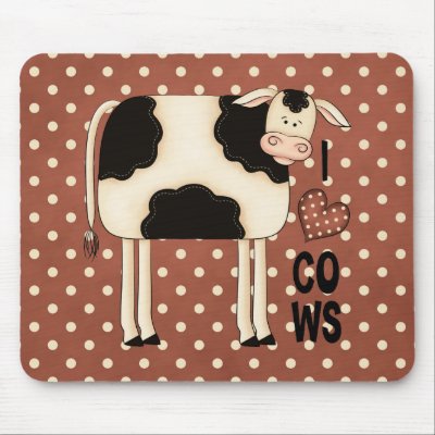 Country Fun I Love Cows Mousepad by CowgirlsCowboys