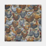Country Fun Roosters & Hens Fridge Magnet