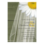 Country Green Wood Veil Daisy Wedding Invite
