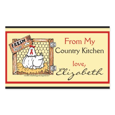 Country Kitchen Hen & Name Rectangular Stickers by hungaricanprincess