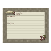 Country Kitchen Recipe Card Post Card