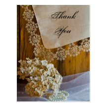 Country Lace Wedding Thank You Postcard