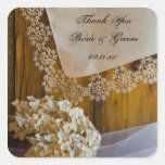 Country Lace Wedding Thank You Stickers
