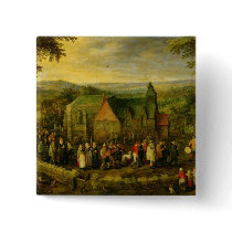 Country Life with a Wedding Scene Pinback Button