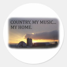 Country My Music My Home Round Sticker