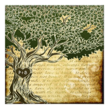 Country Oak Tree Vintage Wedding Invitations