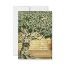 Country Oak Tree Vintage Wedding RSVP Cards Custom Invitation