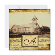 Country Old Church Vintage Wedding Invitations