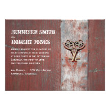 Country Painted Wood on Skeleton Keys Invitations
