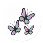 Country Patchwork Butterfly Round Sticker