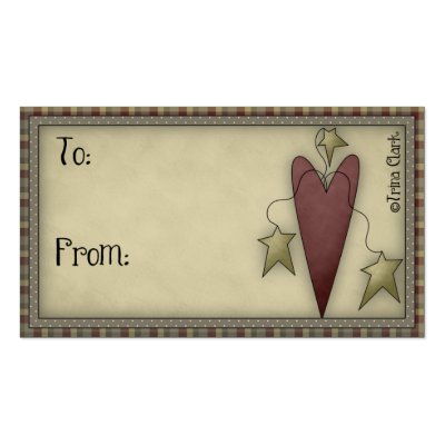 Country Prim Heart - Gift Tag Business Cards by mrssocolov2