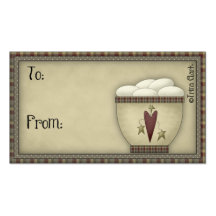 Country Primitive Design Bowl of Eggs Gift Tags Business Card Template