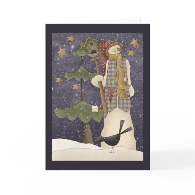 Country Snowman Greeting Cards by RainbowCards
