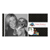 Country Snowman Christmas Photo Card {black}