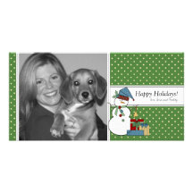 Country Snowman Christmas Photo Card {green}