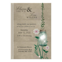 Country Style Mason Jar with suede and daisies Announcement