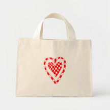 Country Style Red heart frilly edges design Canvas Bags