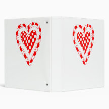 Country Style Red heart frilly edges design 3 Ring Binder