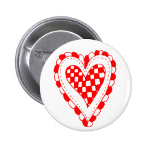 Country Style Red heart frilly edges design Buttons