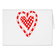 Country Style Red heart frilly edges design Cards