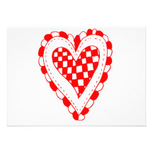 Country Style Red heart frilly edges design Custom Announcement