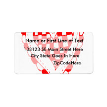 Country Style Red heart frilly edges design Address Label