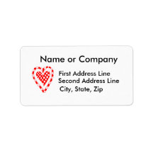 Country Style Red heart frilly edges design Personalized Address Label