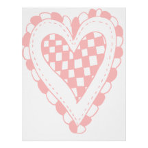 Country Style Red heart frilly edges design Customized Letterhead