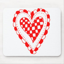 Country Style Red heart frilly edges design Mouse Pad