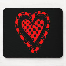 Country Style Red heart frilly edges design Mouse Pads