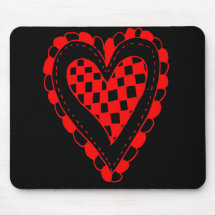Country Style Red heart frilly edges design Mousepad