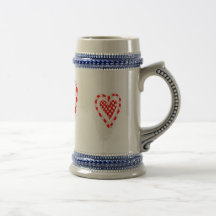 Country Style Red heart frilly edges design Coffee Mug