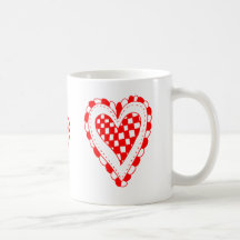 Country Style Red heart frilly edges design Mugs