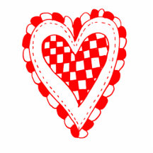 Country Style Red heart frilly edges design Cut Out