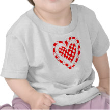 Country Style Red heart frilly edges design Shirts