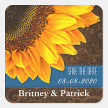 Country Sunflower Save the Date Wedding Stickers