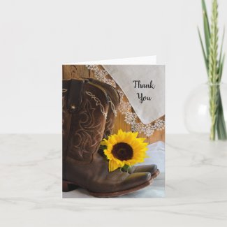 Country Sunflower Thank You Note Card