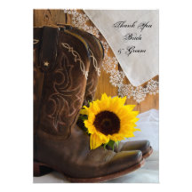 Country Sunflower Wedding Thank You Notes Custom Invites