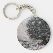 Country Walk in Charcoal/Pastel Key Chain