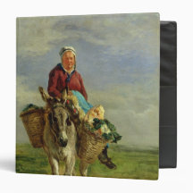 Country Woman Riding a Donkey 3 Ring Binder