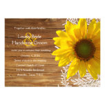 Country Wood Sunflower Lace Wedding Invite