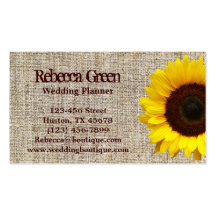 country  yellow Sunflower burlap business cards
