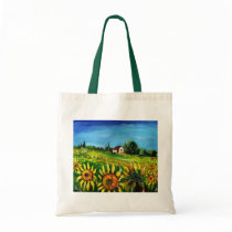 COUNTRYSIDE AND SUNFLOWERS IN TUSCANY - CANVAS BAG