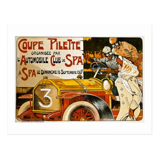 Coupe Pilette Vintage Spanish Automobile Poster Postcards