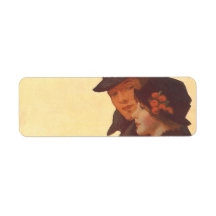 Couple Christmas Shopping; Love and Romance Return Address Label